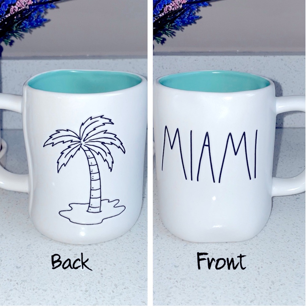 🏝RAE DUNN MIAMI FLORIDA USA DUAL SIDED MODERN FARMHOUSE COFFEE TEA MUG